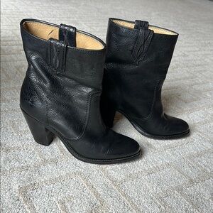 Frye Black Leather Ankle Boots